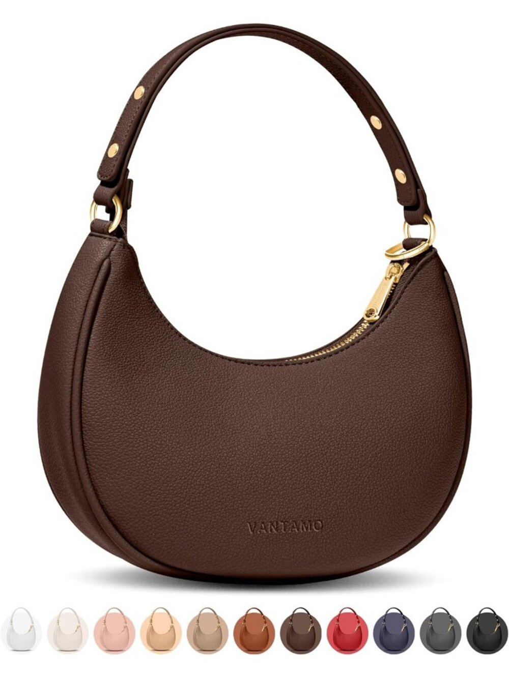 Women's Coffee RFID Half Moon Anti Theft Clutch Purse Imported Crossbody Bag
